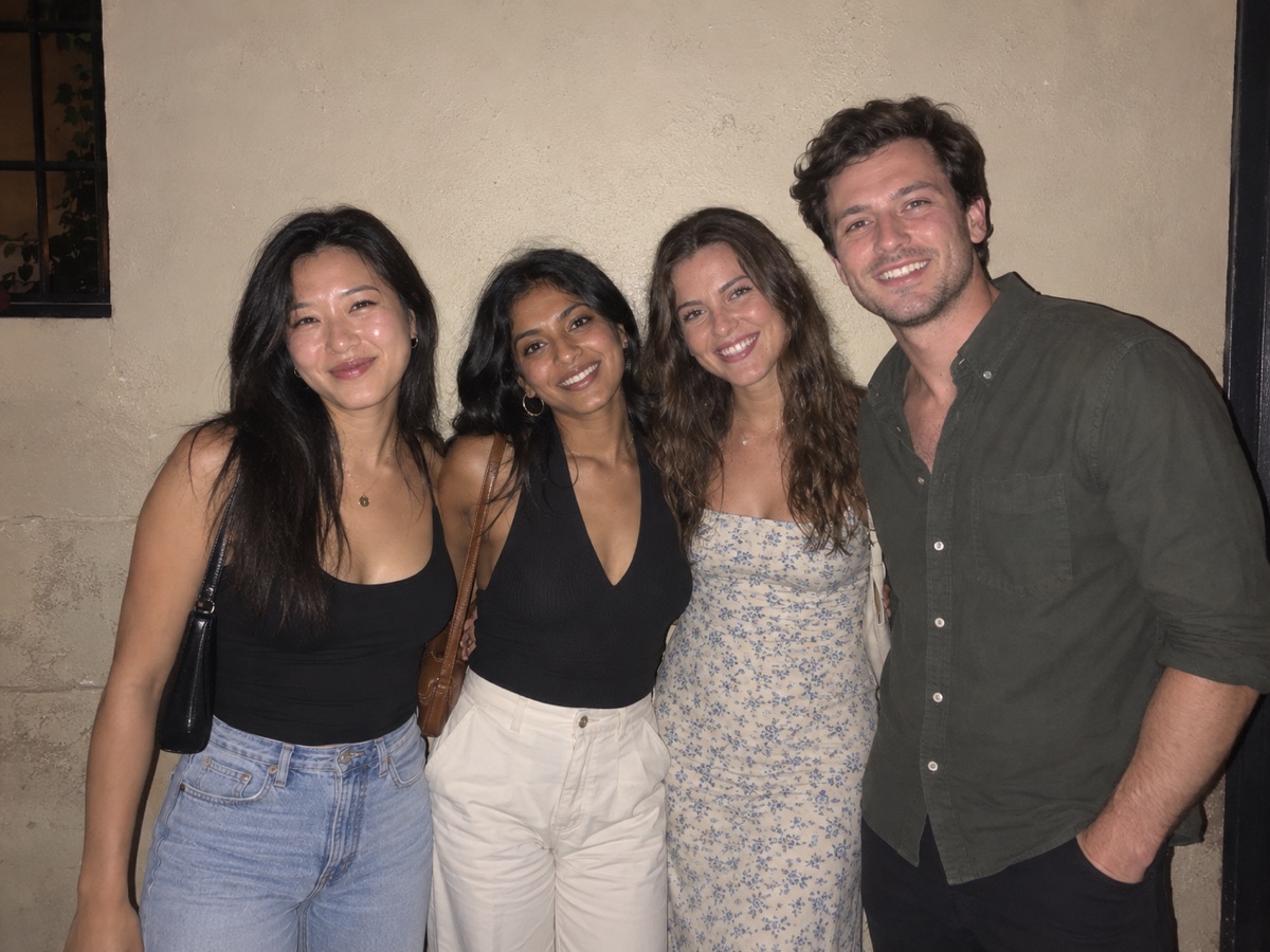 Before: group of 4 friends lined up against a wall